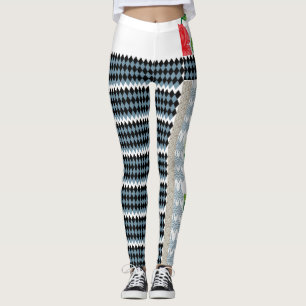 ett svart och vitt mönster med vit färg b leggings