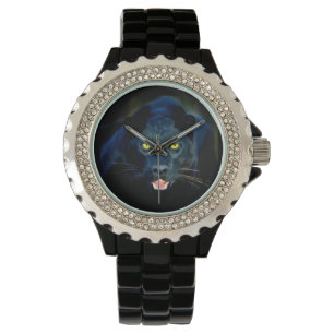 Ett svart panterarmbandsur armbandsur