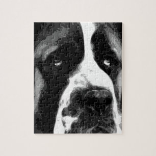 Ett svartvita St Bernard Pussel