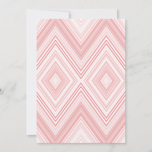 Ett symmetriskt mönster med rött och rosa moti inbjudningar (Framsida)