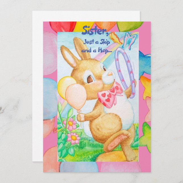 Ett systerkort för födelsedagshälsningar (Fram/baksida)