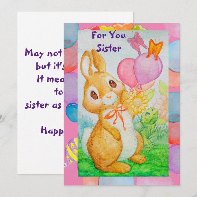 Ett systerkort för födelsedagshälsningar  julkort (Fram/baksida)