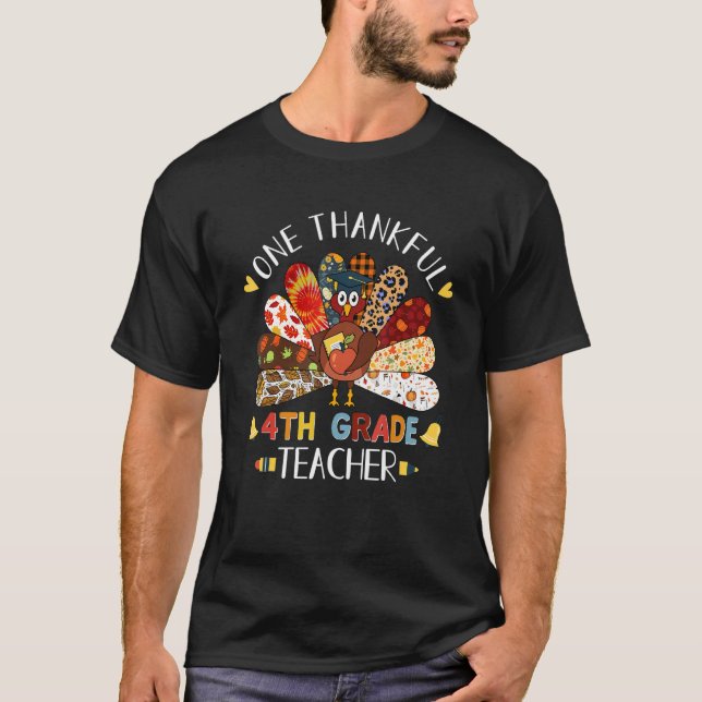 Ett tacksamt 4:e Klass-lärarhösten faller Turkiet T Shirt (Framsida)