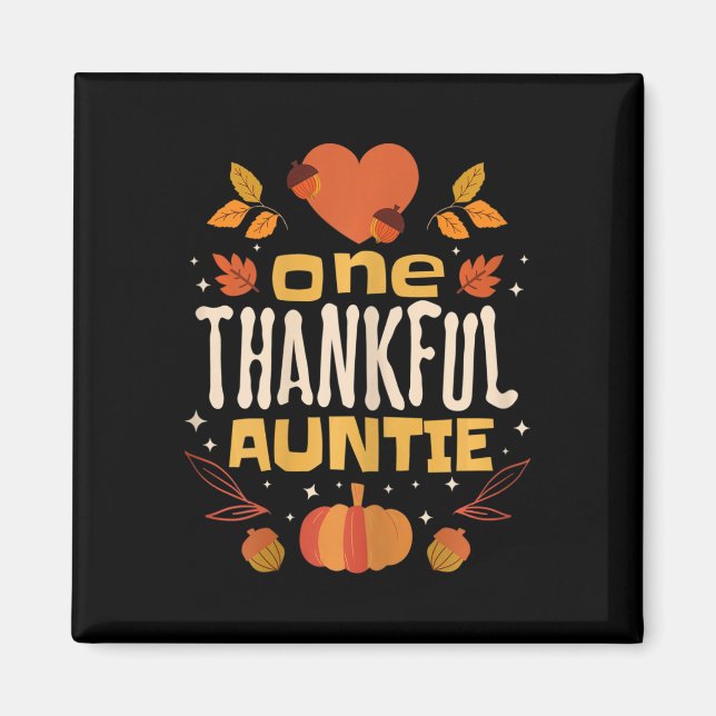 Ett tacksamt Auntie Fall Thanksgiving Moster Magnet (Framsidan)