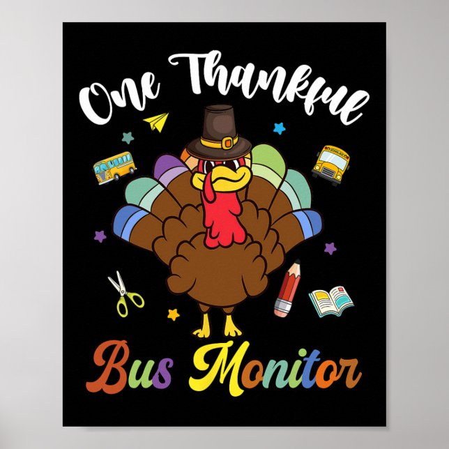 Ett tacksamt Buss övervakar Turkiet Happy thanksgi Poster (Framsidan)