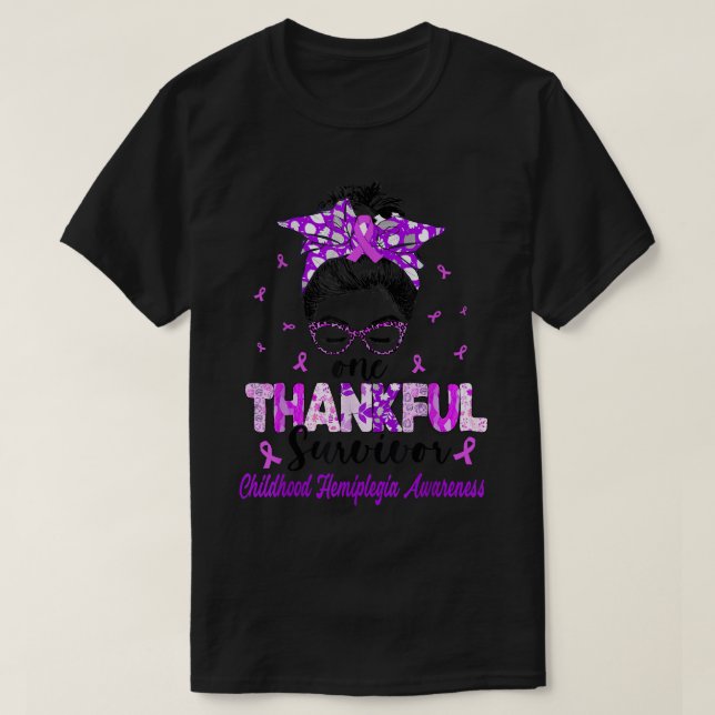 Ett tacksamt "Hemiplega Awareness Surviv" T Shirt (Design framsida)