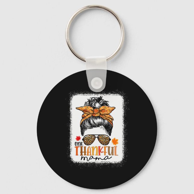 Ett tacksamt Mamma Bun Leopard Mamma Fall - tack Nyckelring (Framsida)