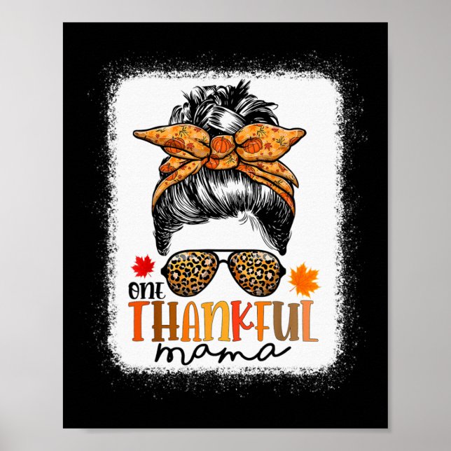 Ett tacksamt Mamma Bun Leopard Mamma Fall - tack Poster (Framsidan)