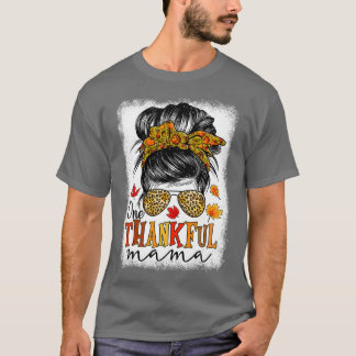 Ett tacksamt Mamma Bun Leopard Mamma Fall - tack T Shirt