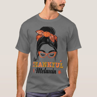 Ett tacksamt Melanin Leopard Print Messy Bun Tack T Shirt