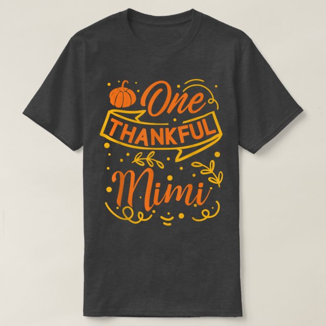 Ett tacksamt Mimi Pumpkin Höst löv faller tack T Shirt (Design framsida)