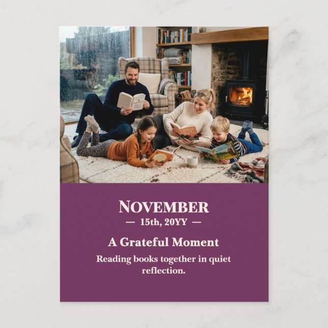 Ett tacksamt ögonblick November-minnesfoto Postkor Vykort (Framsida)