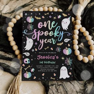 Ett talesår Cute Halloween Ghost 1 födelsedag Inbjudningar