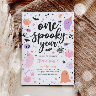 Ett talesår Cute Halloween Ghost 1 födelsedag Inbjudningar