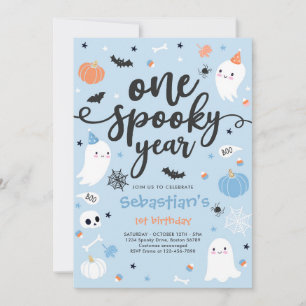 Ett talesår Cute Halloween Ghost 1 födelsedag Inbjudningar