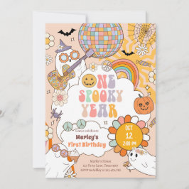 Ett talesår Retro Halloween första födelsedag Inbjudningar