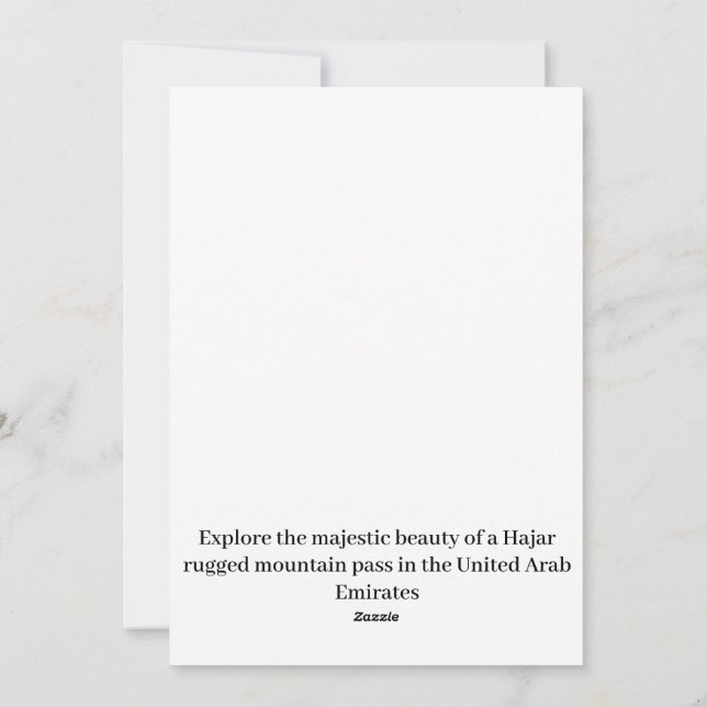 Ett tåligt bergspass i Förenade Arabemiraten. Julkort (Baksida)