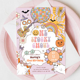 Ett taloky Ghoul Retro Halloween första födelsedag Inbjudningar