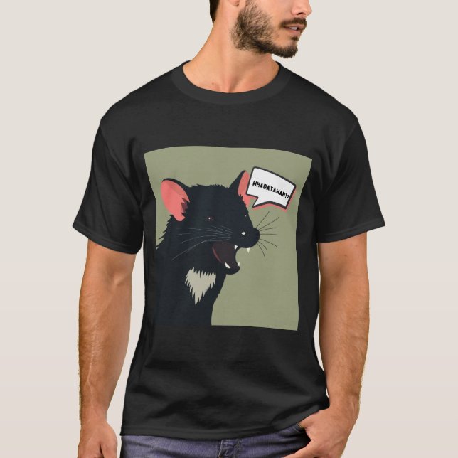 Ett Tasmaniskt Djävulen Tittar för tyst T Shirt (Framsida)