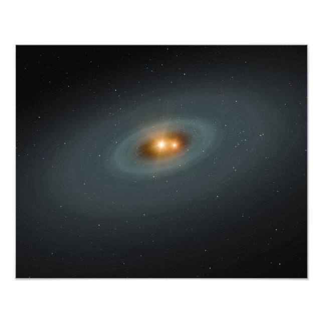 Ett tätt par stjärnor och en omgivande skiva fototryck (Framsidan)