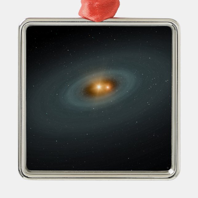 Ett tätt par stjärnor och en omgivande skiva julgransprydnad metall (Framsidan)