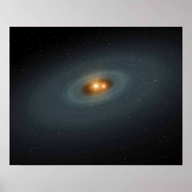 Ett tätt par stjärnor och en omgivande skiva poster (Framsidan)