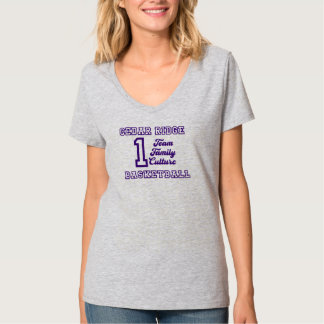 Ett team Dam Grått V-Nacke T Shirt