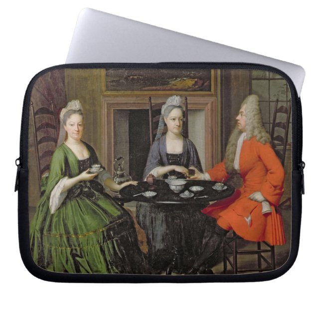 Ett Teaparty (olja på kanfas) Laptop Fodral (Framsidan)