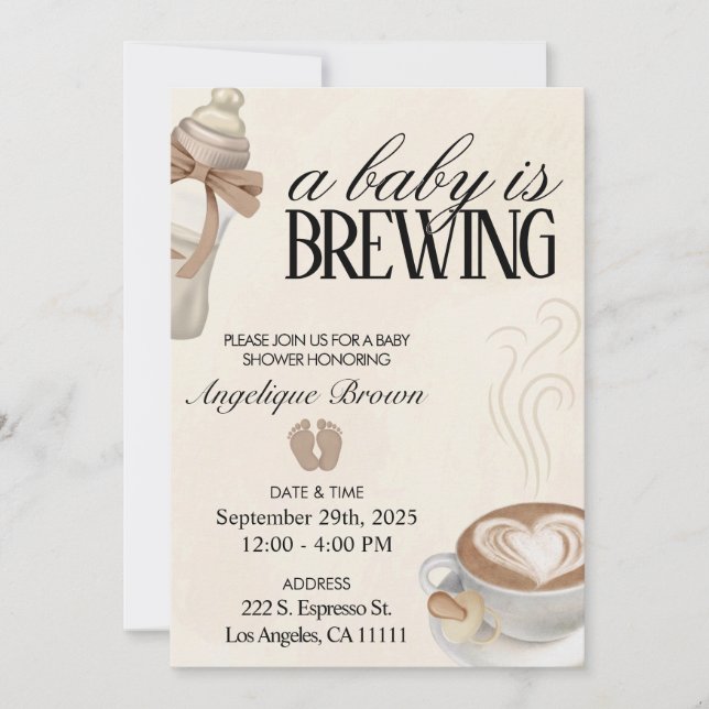 Ett tema för Baby är babyboskap för kaffe Inbjudningar (Framsida)