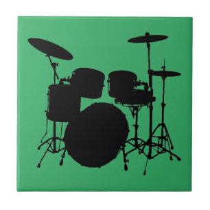 Ett tidslöst pris på musik - Drum Kit Silhouette Kakelplatta