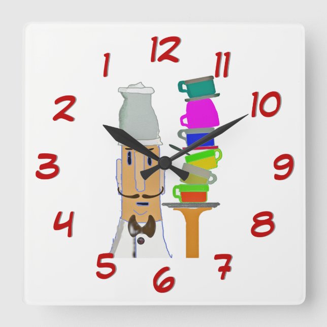 Ett till Kopp - Vänd bakåtklockan bakåt bakåt bakå Fyrkantig Klocka (Framsida)