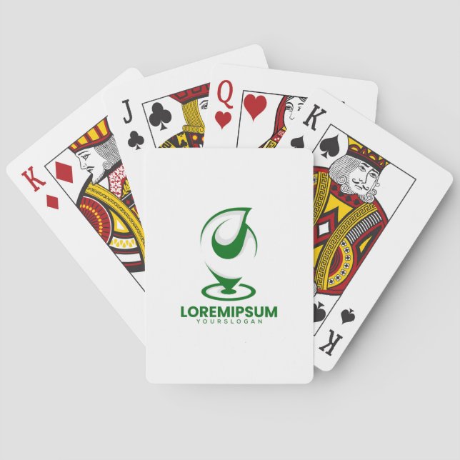 Ett tomt spelkort med en grön Lorem Ipsum-logotyp (Baksidan)