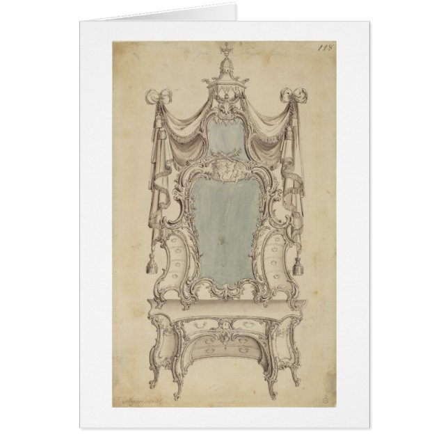 "Ett Toylet" bord, från en gentleman kabinett Hälsningskort (Framsidan)