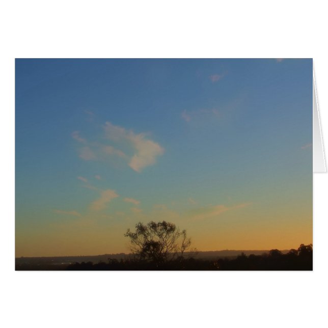 Ett träd-skymdkort hälsningskort (Framsidan Horizontal)