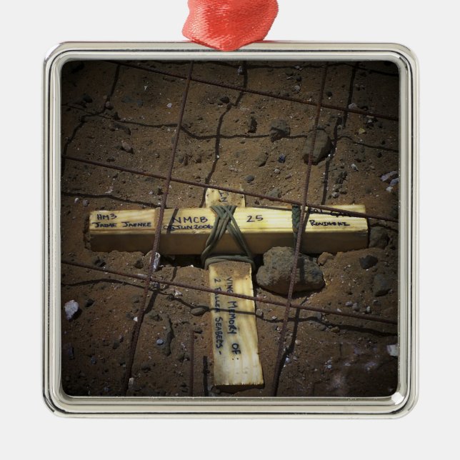 Ett trafikreparationsbesättning ställe i kor julgransprydnad metall (Framsidan)