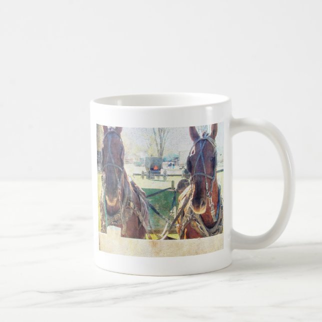 Ett två hästteam kaffemugg (Höger)