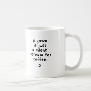 Ett tyst skri för kaffe, mug. kaffemugg
