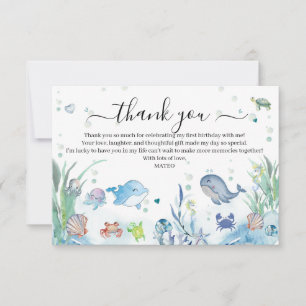 Ett under havet 1-års födelsedag Havsdjur Tack Kort