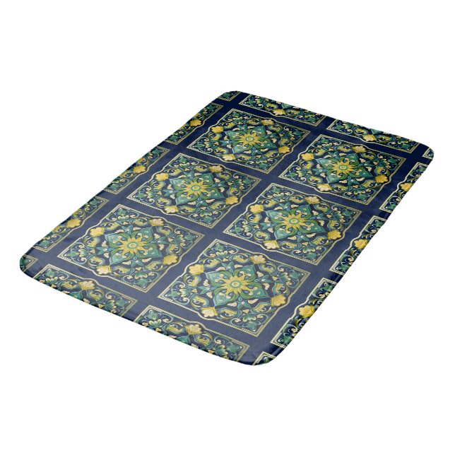 💛💚💙 Ett unikt azulejo-mästerverk Badrumsmatta (Vinklad)