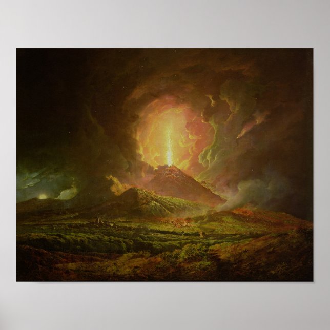Ett utbrott av Vesuvius från Portici Poster (Framsidan)