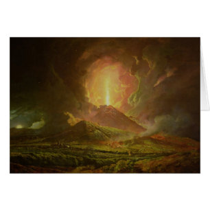 Ett utbrott av Vesuvius som ses från Portici Hälsningskort