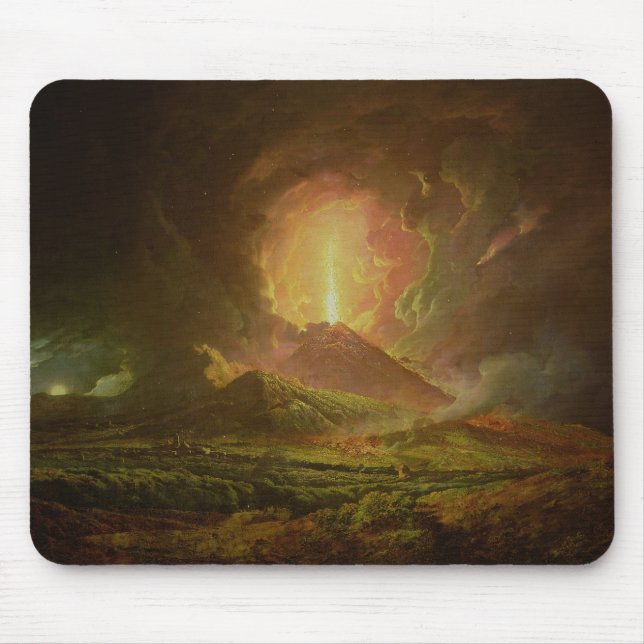 Ett utbrott av Vesuvius som ses från Portici Musmatta (Framsidan)