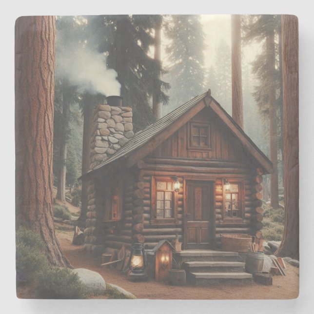 Ett vackert antique Log Cabin i Skogen Stenunderlägg (Framsidan)