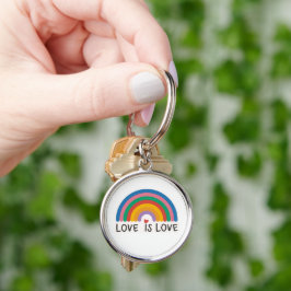 Ett vackert, enkelt, minimalt Kärlek är Pridet Kär Rund Silverfärgad Nyckelring