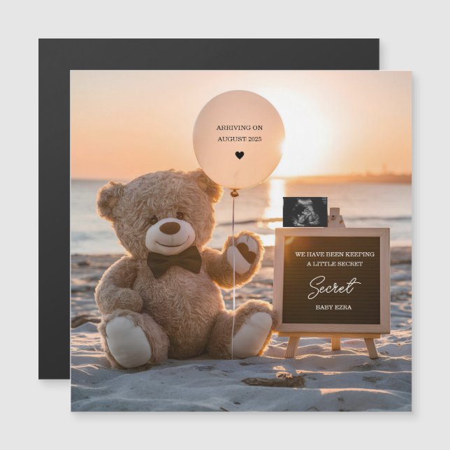 Ett vackert meddelande om digital gravid på strand (Fram/baksida)