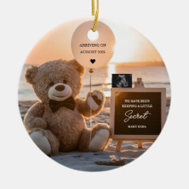 Ett vackert meddelande om digital gravid på strand julgransprydnad keramik