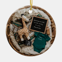 Ett vackert meddelande om vintagens gravid julgransprydnad keramik