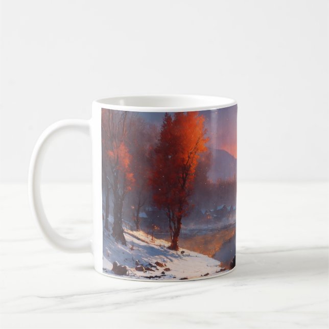 ett vackert och magiskt Winter Riverscape Kaffemugg (Vänster)
