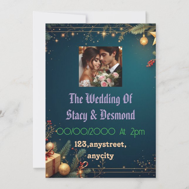 Ett vackert par av inbjudningskortet elegant bröll inbjudningar (Framsida)