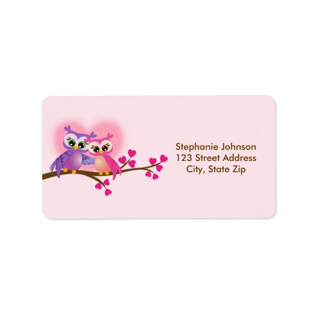 Ett vackert par Uggla på Gren-adressetikett Adressetikett (Framsidan)